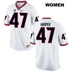 Women's Georgia Bulldogs NCAA #47 Daniel Harper Nike Stitched White Authentic College Football Jersey DZQ0654OC